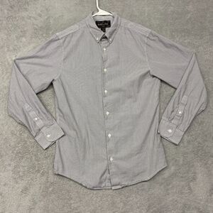 Helix Shirt Mens Medium Gray Stripe Button Down Military Long Sleeve Casual